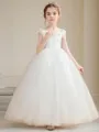 Lovely Ball-Gown Princess Scoop Short Sleeves Ankle-Length Tulle Flower Girl Dress