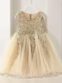Adorable A-line Princess Jewel Sleeveless Short/Mini Tulle Flower Girl Dress