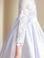A-line Scoop 3/4 Sleeves Ankle-Length Angelic Satin Flower Girl Dress
