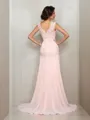 Trumpet/Mermaid Scoop Sleeveless Sweep Train Stylish Chiffon Mother of the Bride Dress With Beading