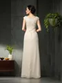 A-line Scoop Sleeveless Floor-Length Chiffon Refined Mother of the Bride Dress With Lace