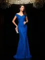 Trumpet/Mermaid Flattering V-Neck Sleeveless Sweep Train Lace Mother of the Bride Dress With Lace