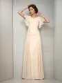 A-line Impeccable Square Short Sleeves Floor-Length Chiffon Mother of the Bride Dress With Beading