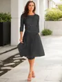 A-line Scoop 3/4 Sleeves Knee-Length Polished Tulle Mother of the Bride Dress