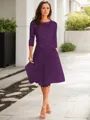 A-line Scoop 3/4 Sleeves Knee-Length Polished Tulle Mother of the Bride Dress