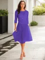 A-line Scoop 3/4 Sleeves Knee-Length Polished Tulle Mother of the Bride Dress