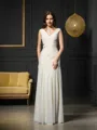Sheath/Column V-Neck Sleeveless Floor-Length Stylish Chiffon Mother of the Bride Dress With Beading
