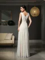 Sheath/Column V-Neck Sleeveless Floor-Length Stylish Chiffon Mother of the Bride Dress With Beading