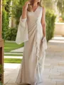 Sheath/Column V-Neck Sleeveless Floor-Length Chiffon Classy Mother of the Bride Dress