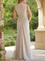 Sheath/Column V-Neck Sleeveless Floor-Length Chiffon Classy Mother of the Bride Dress