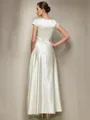 A-line Scoop Short Sleeves Timeless Floor-Length Satin Mother of the Bride Dress With Beading