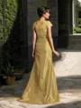 Trumpet/Mermaid Scoop Short Sleeves Sweep Train Taffeta Tasteful Mother of the Bride Dress With Beading