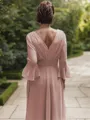 A-line V-Neck Long Sleeves Floor-Length Stunning Chiffon Mother of the Bride Dress
