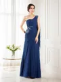 Sheath/Column One-Shoulder Sleeveless Statuesque Floor-Length Chiffon Mother of the Bride Dress