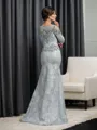 Trumpet/Mermaid Bateau 3/4 Sleeves Sophisticated Sweep Train Lace Mother of the Bride Dress With Beading