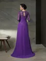 A-line Refined Sweetheart 1/2 Sleeves Floor-Length Chiffon Mother of the Bride Dress With Applique