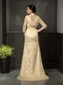 A-line V-Neck Chic Sleeveless Sweep Train Lace Mother of the Bride Dress With Lace