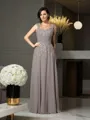 A-line Scoop Sleeveless Floor-Length Chiffon Understated Mother of the Bride Dress With Beading