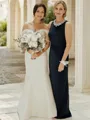 Sheath/Column Jewel Sleeveless Floor-Length Gracious Stretch Crepe Mother of the Bride Dress