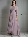 A-line Scoop 1/2 Sleeves Asymmetrical Stunning Chiffon Mother of the Bride Dress