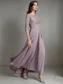 A-line Scoop 1/2 Sleeves Asymmetrical Stunning Chiffon Mother of the Bride Dress