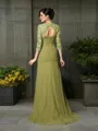 A-line Sweetheart 1/2 Sleeves Floor-Length Statuesque Chiffon Mother of the Bride Dress With Hand-Made Flower