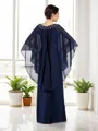 A-line Gorgeous Scoop 3/4 Sleeves Floor-Length Chiffon Mother of the Bride Dress