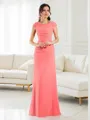 A-line Bateau Short Sleeves Chic Floor-Length Chiffon Mother of the Bride Dress