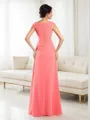 A-line Bateau Short Sleeves Chic Floor-Length Chiffon Mother of the Bride Dress
