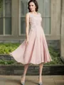 A-line Scoop Sleeveless Tea-Length Timeless Chiffon Mother of the Bride Dress