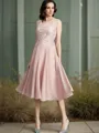 A-line Scoop Sleeveless Tea-Length Timeless Chiffon Mother of the Bride Dress