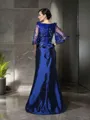 A-line Scoop Radiant 1/2 Sleeves Floor-Length Taffeta Mother of the Bride Dress With Beading