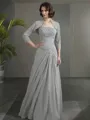 A-line One-Shoulder Sleeveless Floor-Length Impeccable Chiffon Mother of the Bride Dress With Beading
