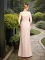 Sheath/Column V-Neck 3/4 Sleeves Floor-Length Elegant Chiffon Mother of the Bride Dress With Hand-Made Flower