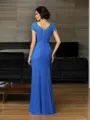 A-line V-Neck Classy Short Sleeves Floor-Length Chiffon Mother of the Bride Dress With Beading