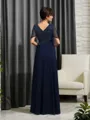 A-line V-Neck Short Sleeves Floor-Length Chic Chiffon Mother of the Bride Dress
