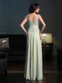 A-line Understated V-Neck Sleeveless Floor-Length Chiffon Mother of the Bride Dress With Applique