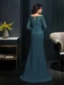 Sheath/Column Off-the-Shoulder Long Sleeves Sweep Train Impeccable Chiffon Mother of the Bride Dress With Beading
