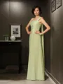 Stunning A-line One-Shoulder Sleeveless Floor-Length Chiffon Mother of the Bride Dress With Applique