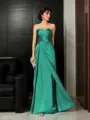 Sheath/Column Polished Sweetheart Sleeveless Floor-Length Satin Chiffon Mother of the Bride Dress With Beading