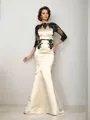 Trumpet/Mermaid Bateau Tasteful 1/2 Sleeves Court Train Satin Mother of the Bride Dress With Lace