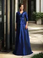 A-line V-Neck 1/2 Sleeves Floor-Length Taffeta Impeccable Mother of the Bride Dress With Beading