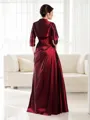 A-line Strapless 1/2 Sleeves Floor-Length Charming Taffeta Mother of the Bride Dress With Applique