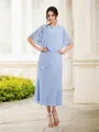 Sheath/Column Bateau 1/2 Sleeves Ankle-Length Chiffon Noble Mother of the Bride Dress