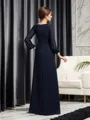 Sophisticated A-line V-Neck Long Sleeves Floor-Length Chiffon Mother of the Bride Dress With Beading