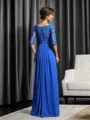 A-line Graceful Bateau 1/2 Sleeves Floor-Length Chiffon Mother of the Bride Dress With Beading
