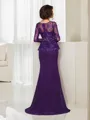 Trumpet/Mermaid Scoop Long Sleeves Stylish Sweep Train Chiffon Mother of the Bride Dress With Beading