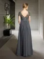 A-line Scoop Short Sleeves Floor-Length Chiffon Resplendent Mother of the Bride Dress With Applique