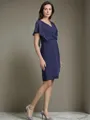 Sheath/Column Statuesque V-Neck Short Sleeves Knee-Length Chiffon Mother of the Bride Dress