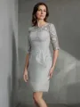 Sheath/Column Scoop Rhythmic 1/2 Sleeves Short/Mini Chiffon Mother of the Bride Dress